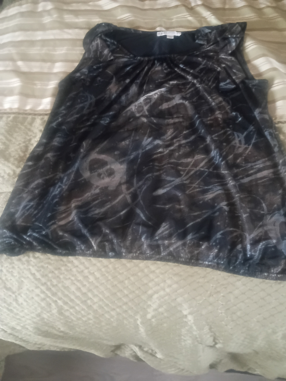 cleo Black Metallic Abstract Sleeveless Top